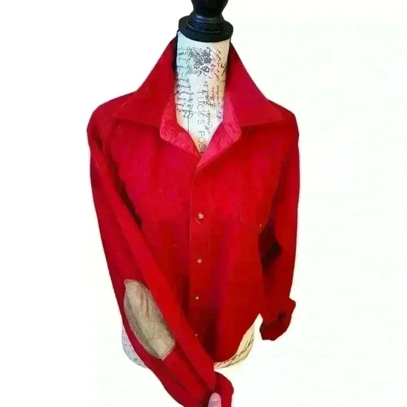 PENDLETON Rare Tie Front Top with Elbow Patches - Red ❤️ - Picture 10 of 13